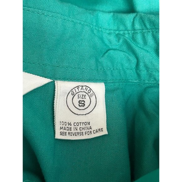 Gitano Green Cotton Linen Button Up Pockets Women's Shirt Size Small Vintage 80s - Picture 6 of 7